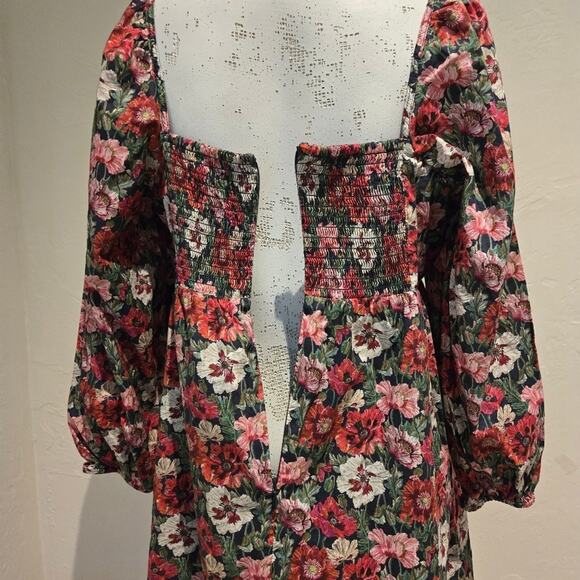 J. Crew Liberty Fabric Poppy Amelie Floral Cotton Babydoll Mini Dress, Size 8 - Picture 9 of 12